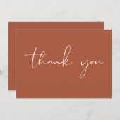 Elegante Moderne Script Calligraphy Terracotta Dankeskarte (Vorne/Hinten)