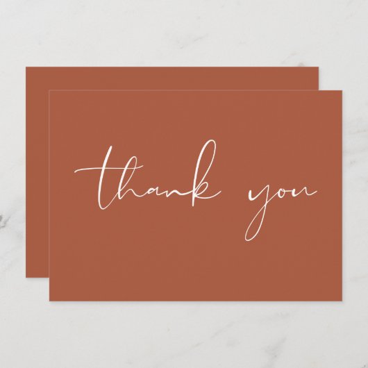 Elegante Moderne Script Calligraphy Terracotta Dankeskarte (Vorne/Hinten)