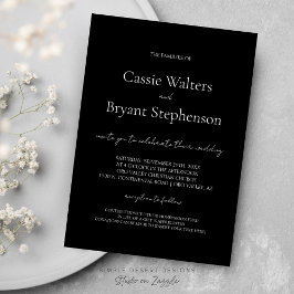 Elegante moderne Script Chic Black and White Weddi Einladung