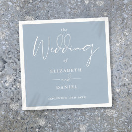 Elegante moderne Script Dusty Blue Wedding Serviette