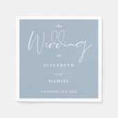 Elegante moderne Script Dusty Blue Wedding Serviette (Vorderseite)