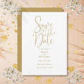 Elegante moderne Script Gold-Hochzeit Save The Date