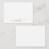 Elegante, moderne Script Gold Monogram Initials Mitteilungskarte (Vorne/Hinten)