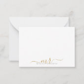 Elegante, moderne Script Gold Monogram Initials Mitteilungskarte (Vorderseite)