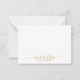 Elegante moderne Script Gold Monogram Name Note Ca Mitteilungskarte