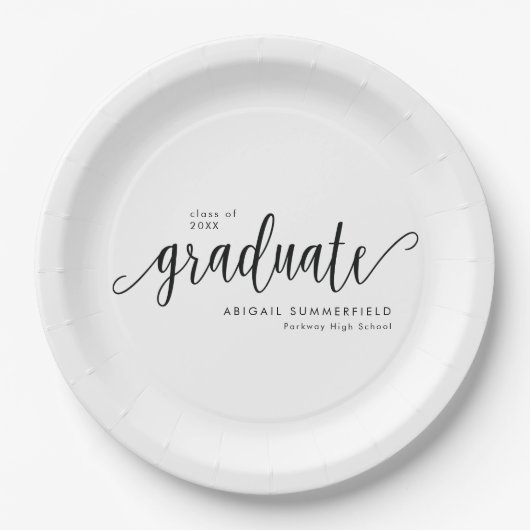 Elegante Moderne Script Graduation Party Pappteller (Vorderseite)