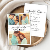 Elegante Moderne Script Heart Foto Collage Wedding Save The Date