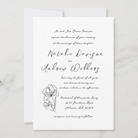 Elegante, moderne Script-Hochzeit Einladung (Vorderseite)