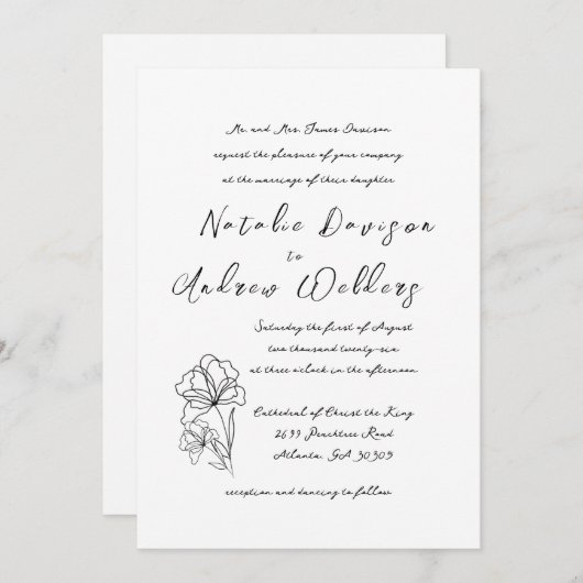 Elegante, moderne Script-Hochzeit Einladung (Vorne/Hinten)