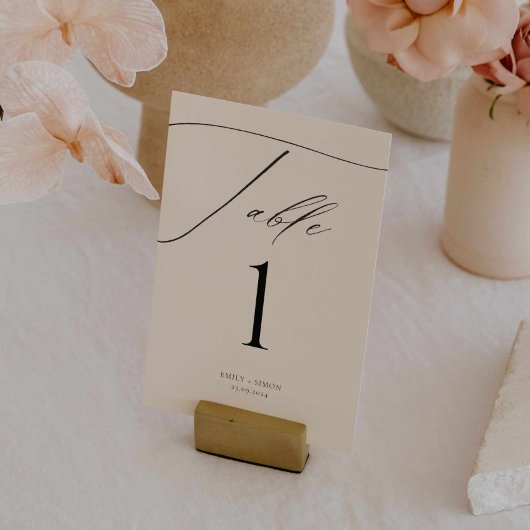 Elegante moderne Script-Hochzeitsskripte-Tischnumm
