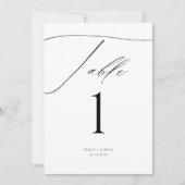 Elegante moderne Script-Hochzeitsskripte-Tischnumm (Vorderseite)