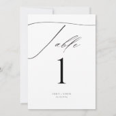 Elegante moderne Script-Hochzeitsskripte-Tischnumm (Rückseite)