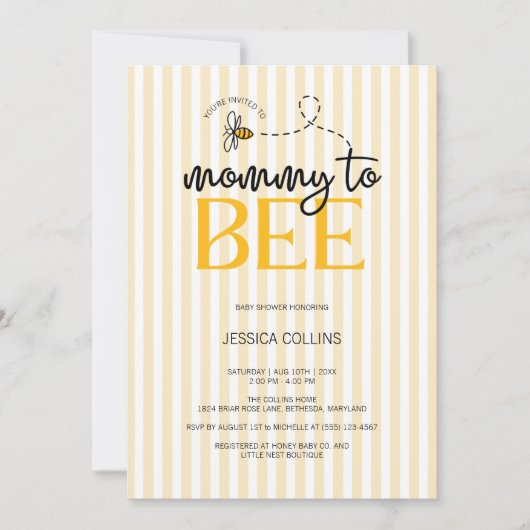 Elegante moderne Script Mommy to Bee Baby Shower Einladung (Vorderseite)