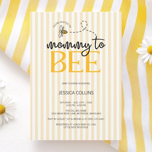 Elegante moderne Script Mommy to Bee Baby Shower Einladung