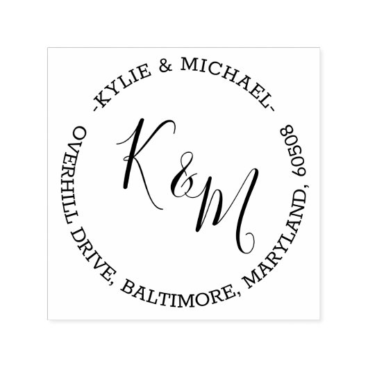 Elegante, moderne Script Monogram-Familie Permastempel (Design)