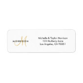Elegante moderne Script Monogram Gold-Rücksendeadr (Vorne)
