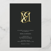 Elegante moderne Script Monogram Wedding Folieneinladung (Vorderseite)