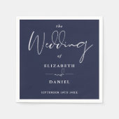 Elegante moderne Script Navy Blue Wedding Serviette (Vorderseite)