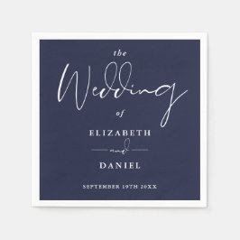 Elegante moderne Script Navy Blue Wedding Serviette