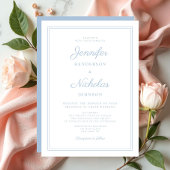 Elegante moderne Script Powder Blue Wedding Einladung