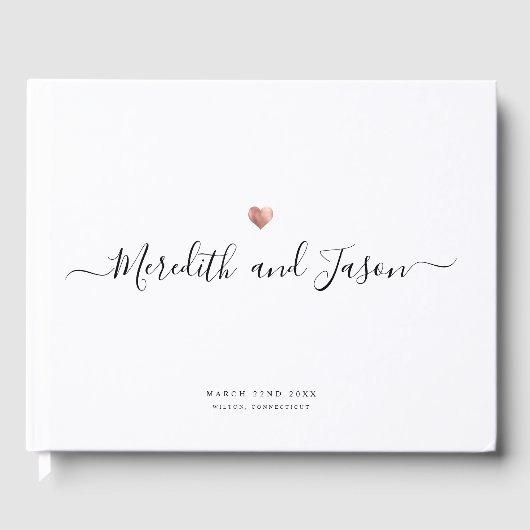 Elegante Moderne Script Rose Gold Foto Hochzeit Gästebuch (Vorderseite)
