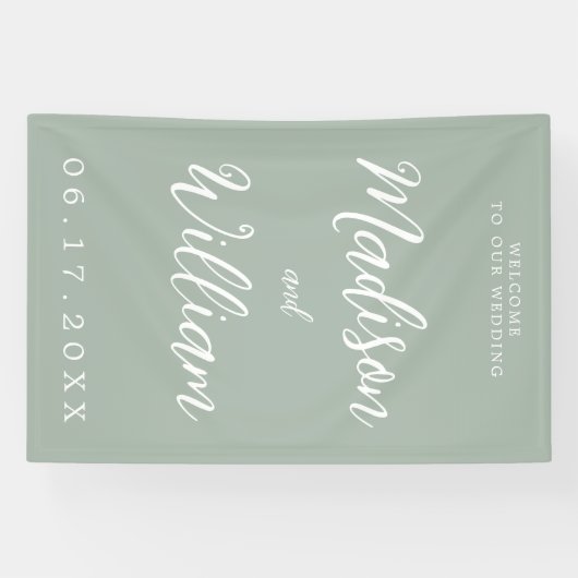 Elegante moderne Script Sage Green Begrüßung Banner (Horizontal)