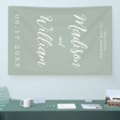 Elegante moderne Script Sage Green Begrüßung Banner (Messe)
