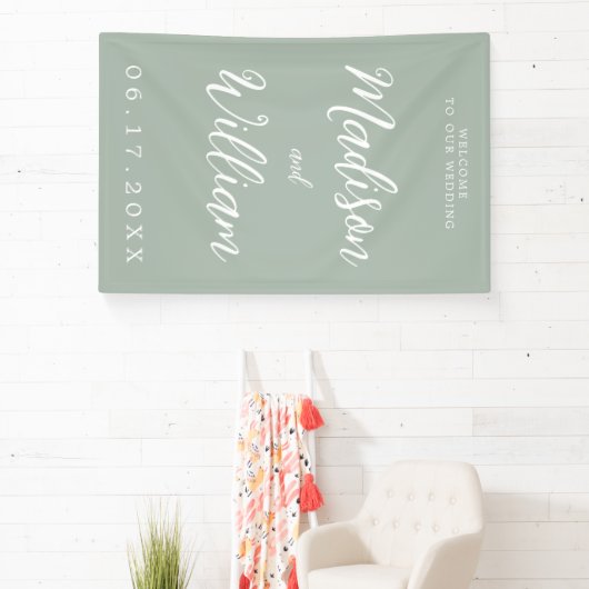 Elegante moderne Script Sage Green Begrüßung Banner (InSitu)