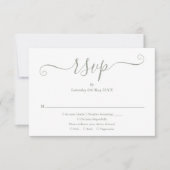 Elegante moderne Script Sage Green Wedding RSVP Karte (Vorderseite)