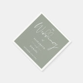 Elegante moderne Script Sage Green Wedding Serviette (Ecke)