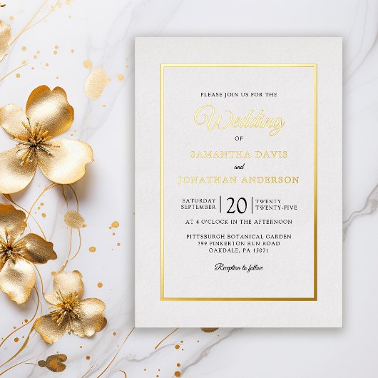 Elegante moderne Script Wedding Gold Foil Einladun Folieneinladung