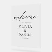 Elegante Moderne Script Wedding Willkommen Elegant Acrylschild (Winkel)