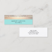 Elegante moderne Sequin und goldgestreiftes Türkis Mini Visitenkarte (Vorne/Hinten)