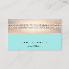 Elegante moderne Sequin und goldgestreiftes Türkis Visitenkarte