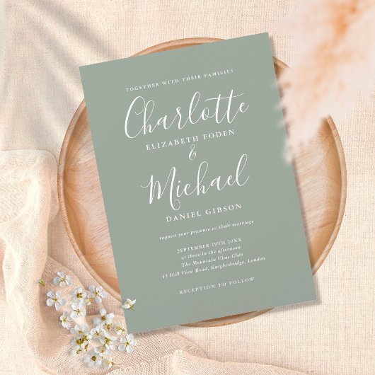 Elegante moderne Signature Script Hochzeit Einladung