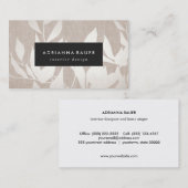 Elegante moderne Silber Blätter Nature Tan Linen L Visitenkarte (Vorne/Hinten)