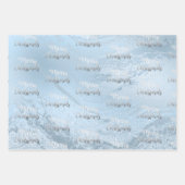 Elegante moderne silber-blaue Weihnachtsmuster Geschenkpapier Set (Vorderseite 3)