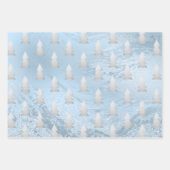 Elegante moderne silber-blaue Weihnachtsmuster Geschenkpapier Set (Vorderseite 2)