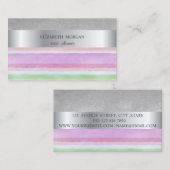 Elegante moderne, silberfarbene Streifen Visitenkarte (Vorne/Hinten)