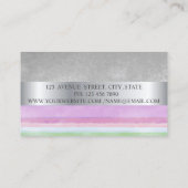 Elegante moderne, silberfarbene Streifen Visitenkarte (Rückseite)