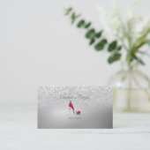 Elegante moderne, silberne Glitzer Bokeh High Heel Visitenkarte (Stehend Vorderseite)