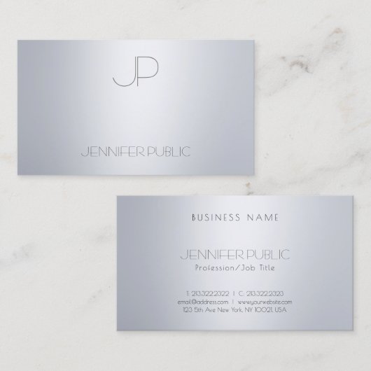 Elegante moderne silberne visitenkarte (Vorne/Hinten)