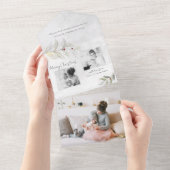 Elegante Moderne Silver Christmas Floral 2-Foto All In One Einladung (Abreißen)