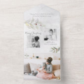Elegante Moderne Silver Christmas Floral 2-Foto All In One Einladung (Innen Boden)