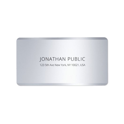 Elegante moderne Silver Custom Simple Chic Address Adressaufkleber (Vorne)