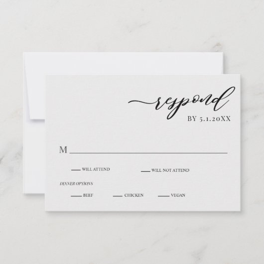 Elegante moderne Silver Gray Wedding RSVP Card Einladung (Vorderseite)