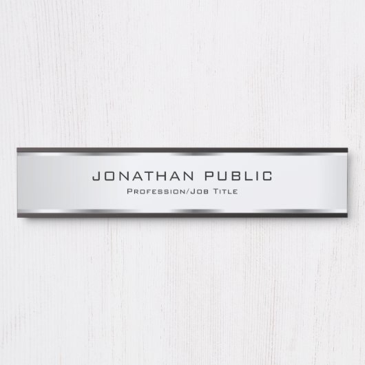 Elegante moderne Silver Template Trendy Custom Türschild (Vorderseite )