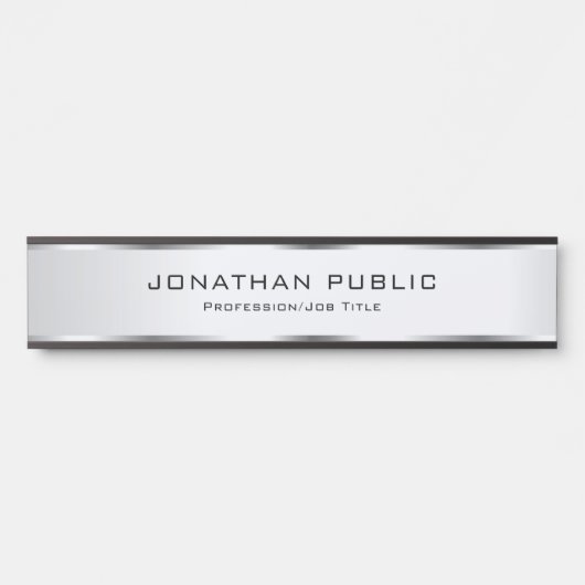 Elegante moderne Silver Template Trendy Custom Türschild (Vorderseite )