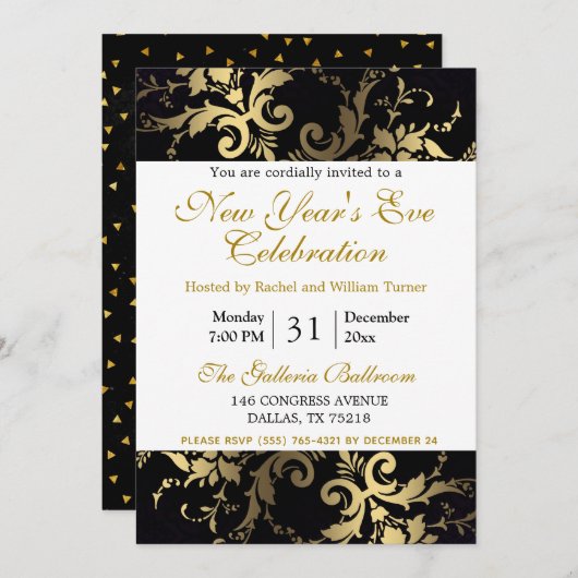 Elegante moderne Silvester-Party Einladung (Vorne/Hinten)