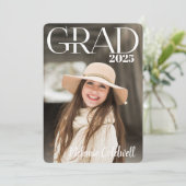 Elegante Moderne Skript-Foto-Graduierungspartei Einladung (Stehend Vorderseite)